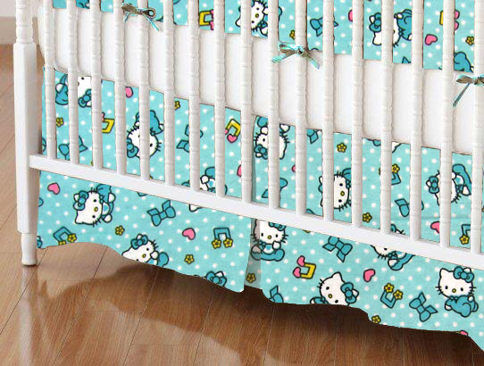 Mini Crib Skirts Mini Crib Skirt Hello Kitty Blue Tailored