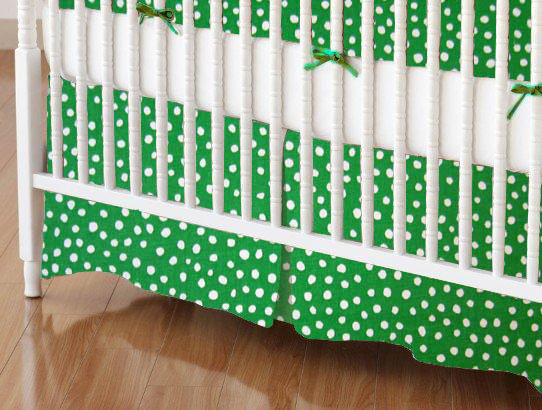 Crib Skirt - Forest Green Fun Dots 28x52