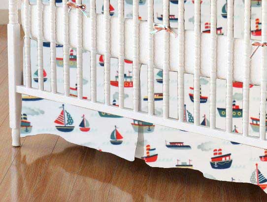 Mini Crib Skirt - Ships & Sailboats