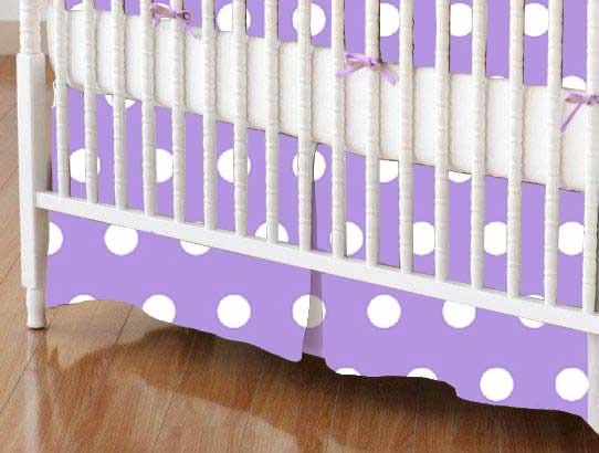 Mini Crib Skirt - Polka Dots Lavender
