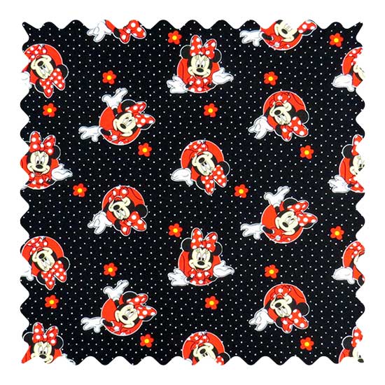 Minnie Mouse Black Fabric - 100% Cotton - 32 x 39 inches