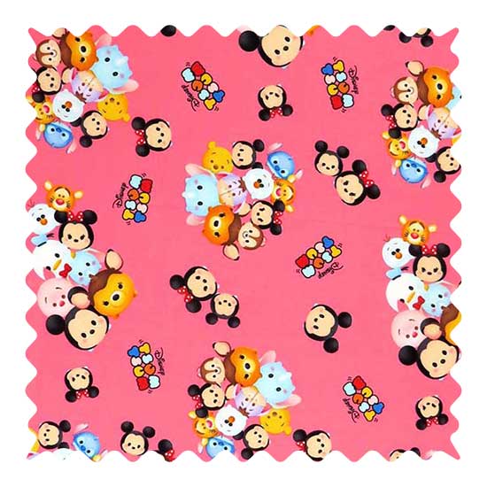 Tsum Tsum Pink Fabric - 100% Cotton - 31 x 42 inches
