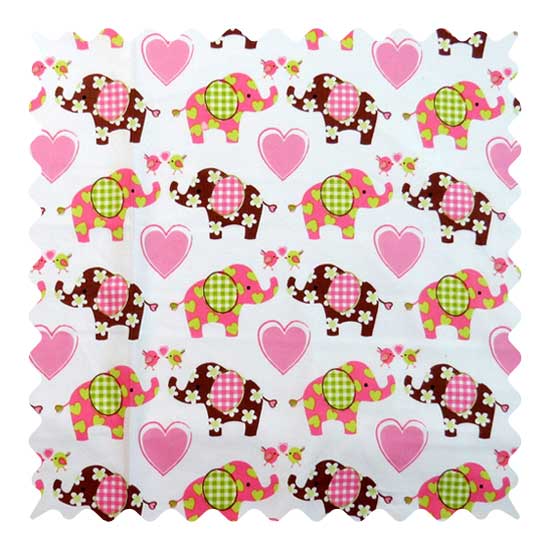 Elephant Love Fabric - 100% Cotton - 20 x 42 inches