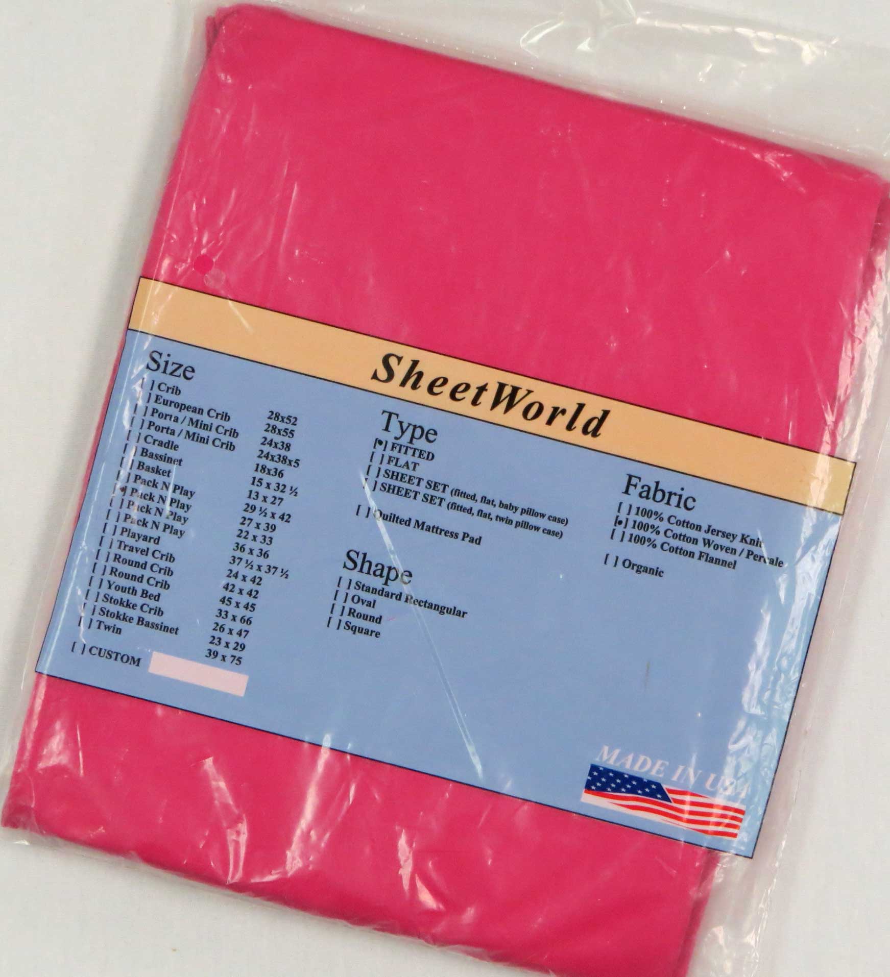 Solid Hot Pink Cotton Fitted Pack N Play Sheet - Fits Graco - 27 x 39