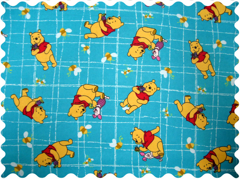 Winnie The Pooh Blue Fabric - 100% Cotton Flannel - 36 x 40 inches