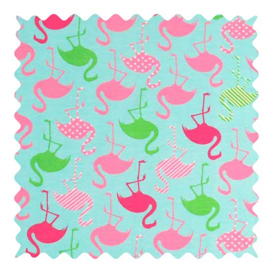 Flamingos Aqua Fabric - 100% Cotton Jersey - 22 x 55 inches
