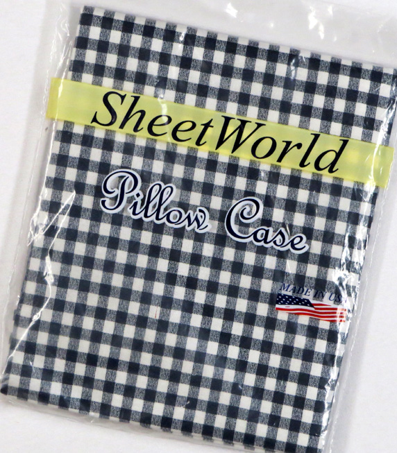 Navy Gingham Cotton Twin Pillow Case