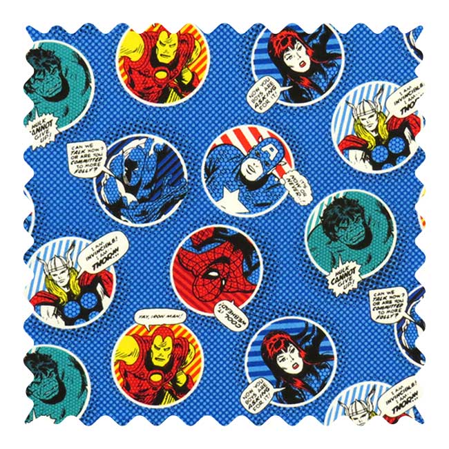 Blue Marvel Fabric - 100% Cotton - 20 x 44 inches