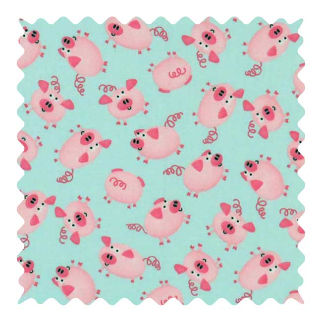 Pink Piggies Fabric - 100% Cotton - 18  x 35 inches