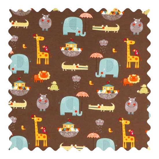 Noahs Ark Brown Fabric - 100% Cotton Jersey - 23 x 56 inches