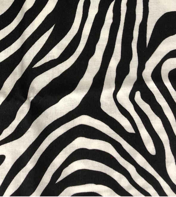 Zebra Fabric - 100% Cotton - 22 x 43 inches