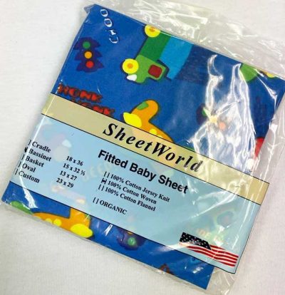 Vehicles Blue Cotton Bassinet Sheet - 15 x 33