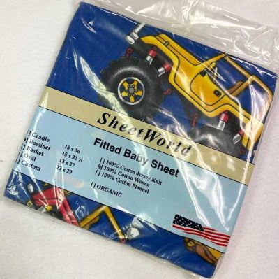 Monster Trucks Blue Cotton Woven Bassinet Sheet - 15 x 33