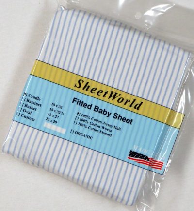 Blue Pinstripe Cotton Jersey Knit Cradle Sheet - 18 x 38