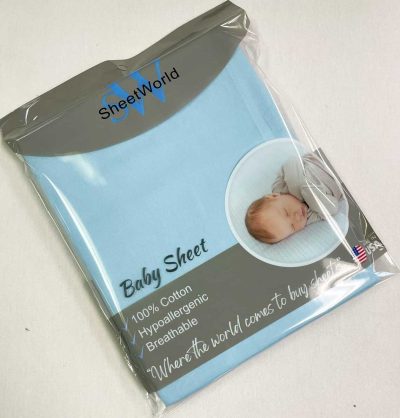 Solid Blue Cotton Woven Mini Crib Sheet - 24 x 38