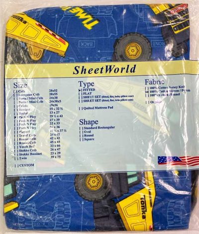 Construction Trucks Cotton Large Pack N Play Sheet - 29.5 x 42