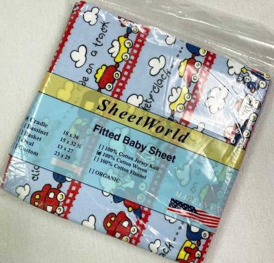 Fun Train Tracks Cotton Woven Cradle Sheet - 18 x 36