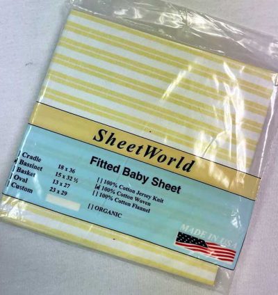 Dual Yellow Stripe Cotton Bassinet Sheet - 15 x 33